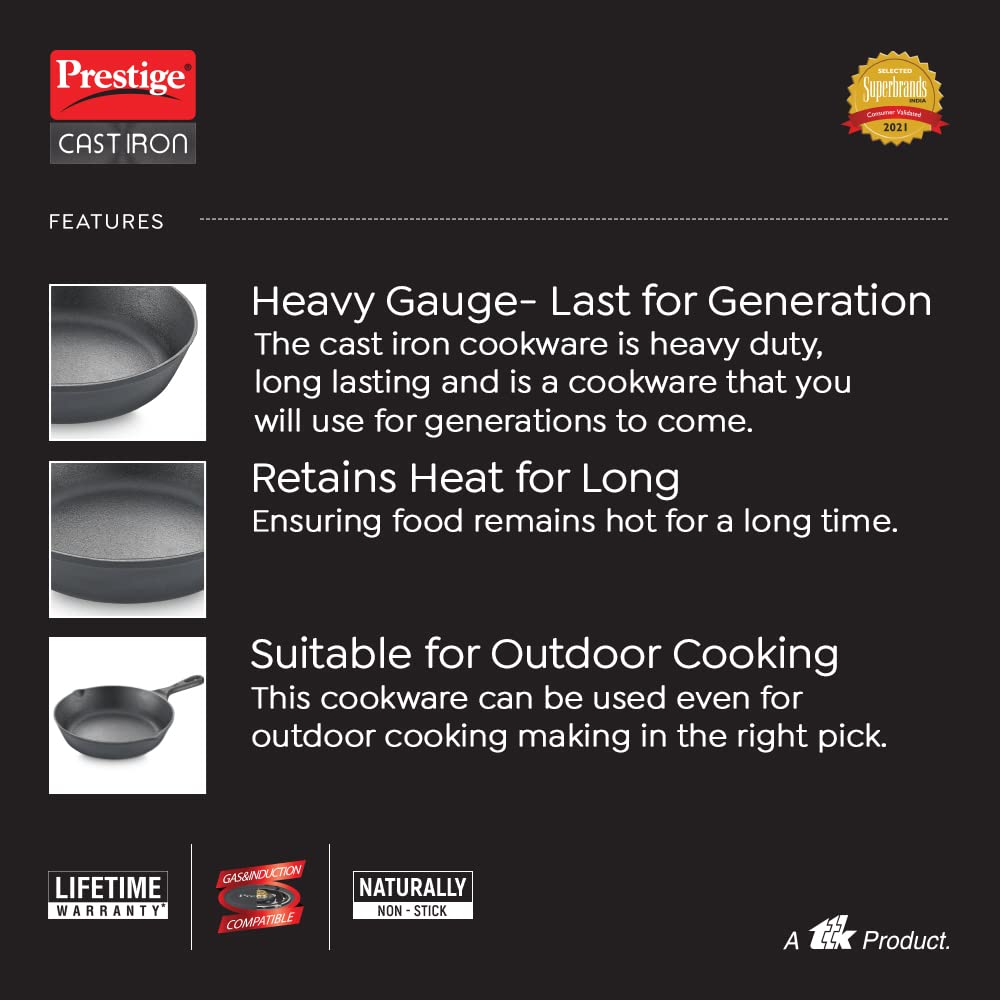 Prestige Cast Iron Fry Pan, 200 mm (Black)