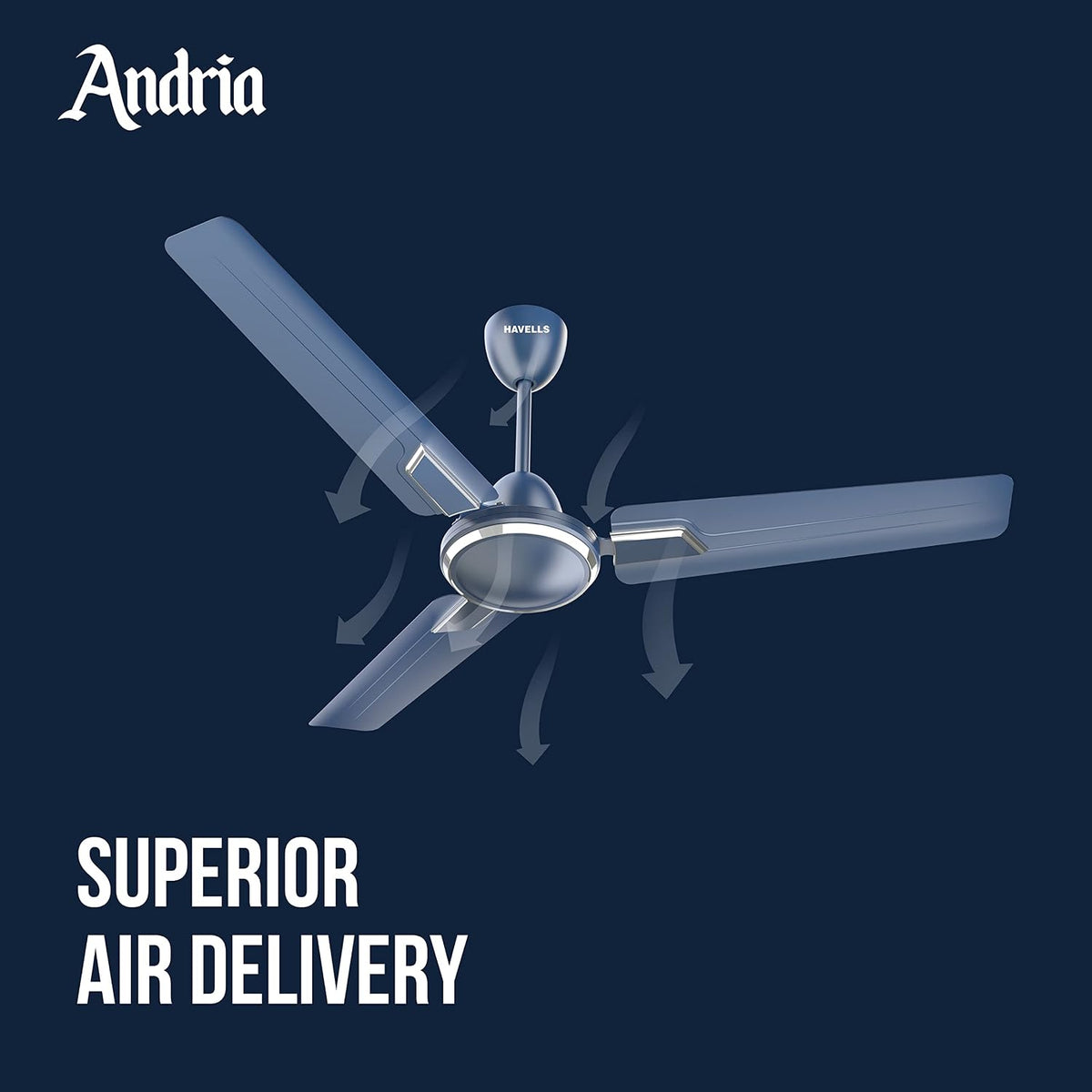 Havells Andria 1200mm Dust Resistant Ceiling Fan (Indigo Blue), 4 stars-5