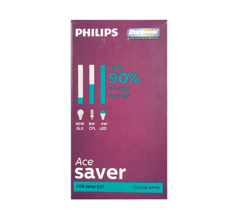 Philips Base E27 4-Watt LED Bulb (Cool Day Light/Crystal White) (Pack of 12)