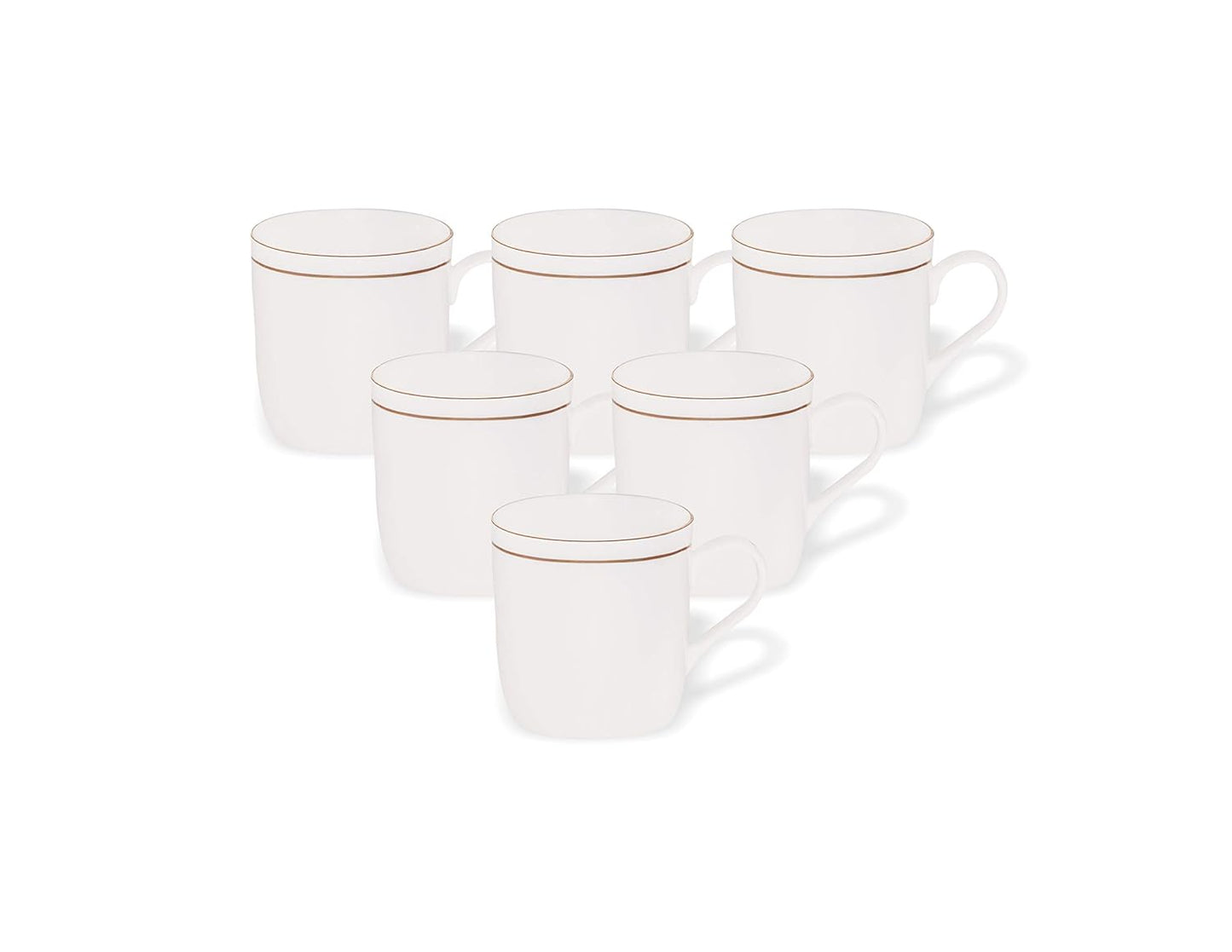 Clay Craft Elegant Gold Line Coffee/Tea Cups Set of 6 Perfect for Daily use 180 ml, White, Standard (Asian-Set of 6)