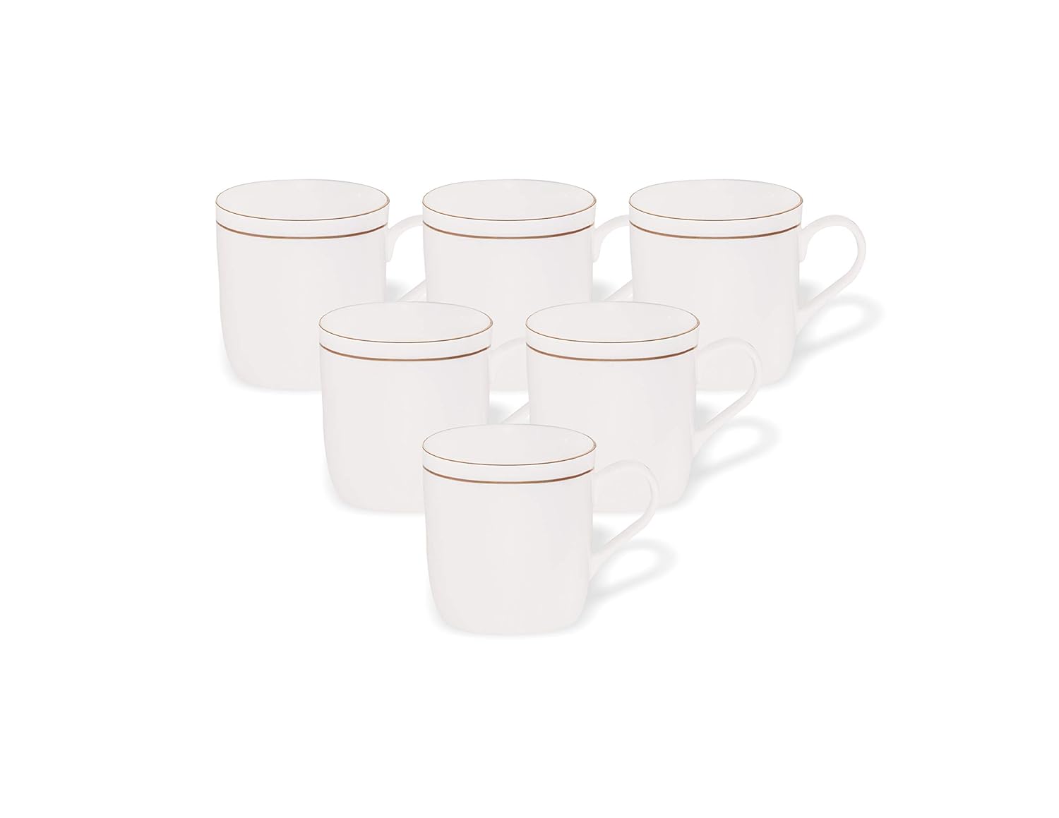Clay Craft Elegant Gold Line Coffee/Tea Cups Set of 6 Perfect for Daily use 180 ml, White, Standard (Asian-Set of 6)