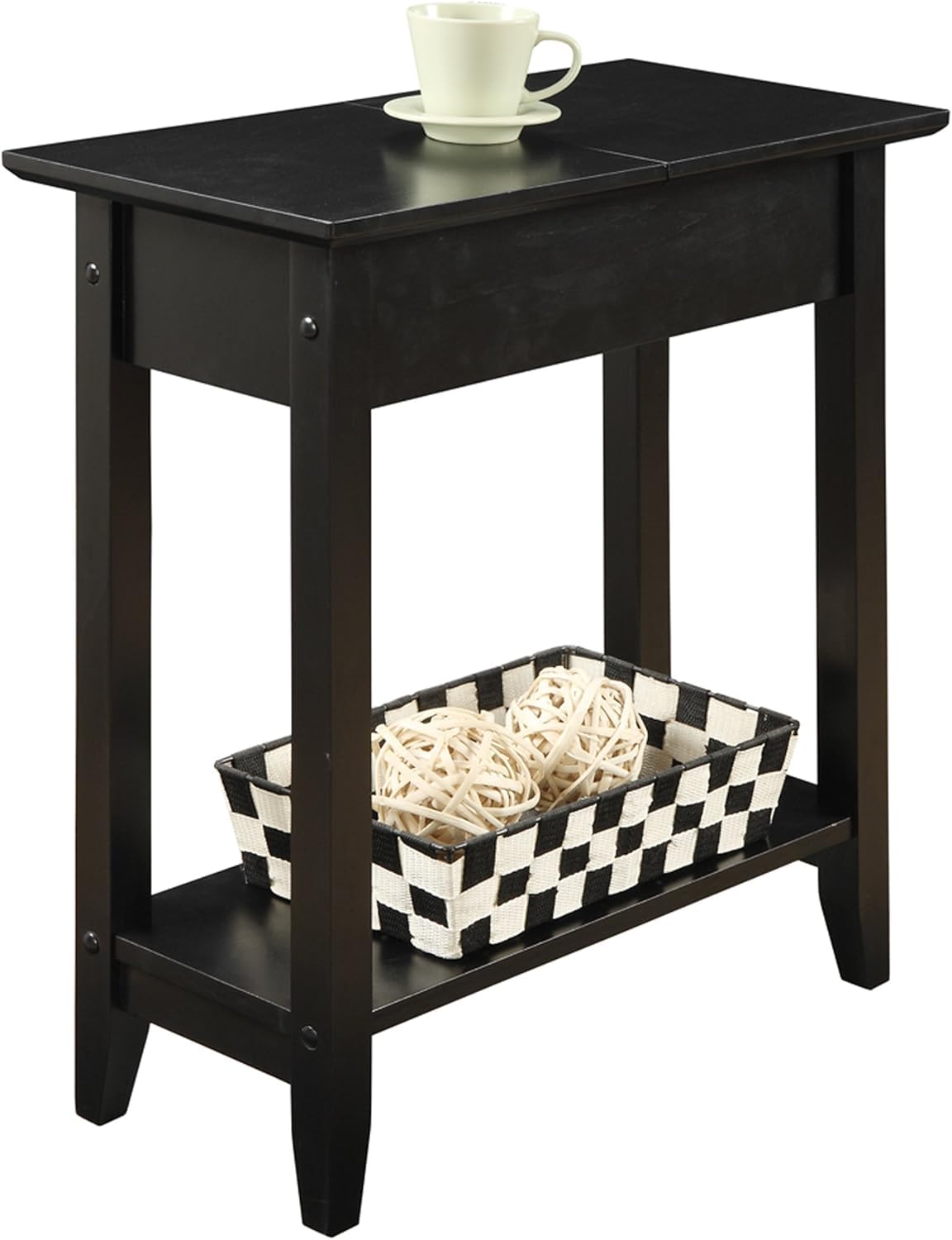 Sheesham Wood Nightstand | Bedside Table with Drawer & Open Shelf | Solid Wood Side Table (Espresso Black)