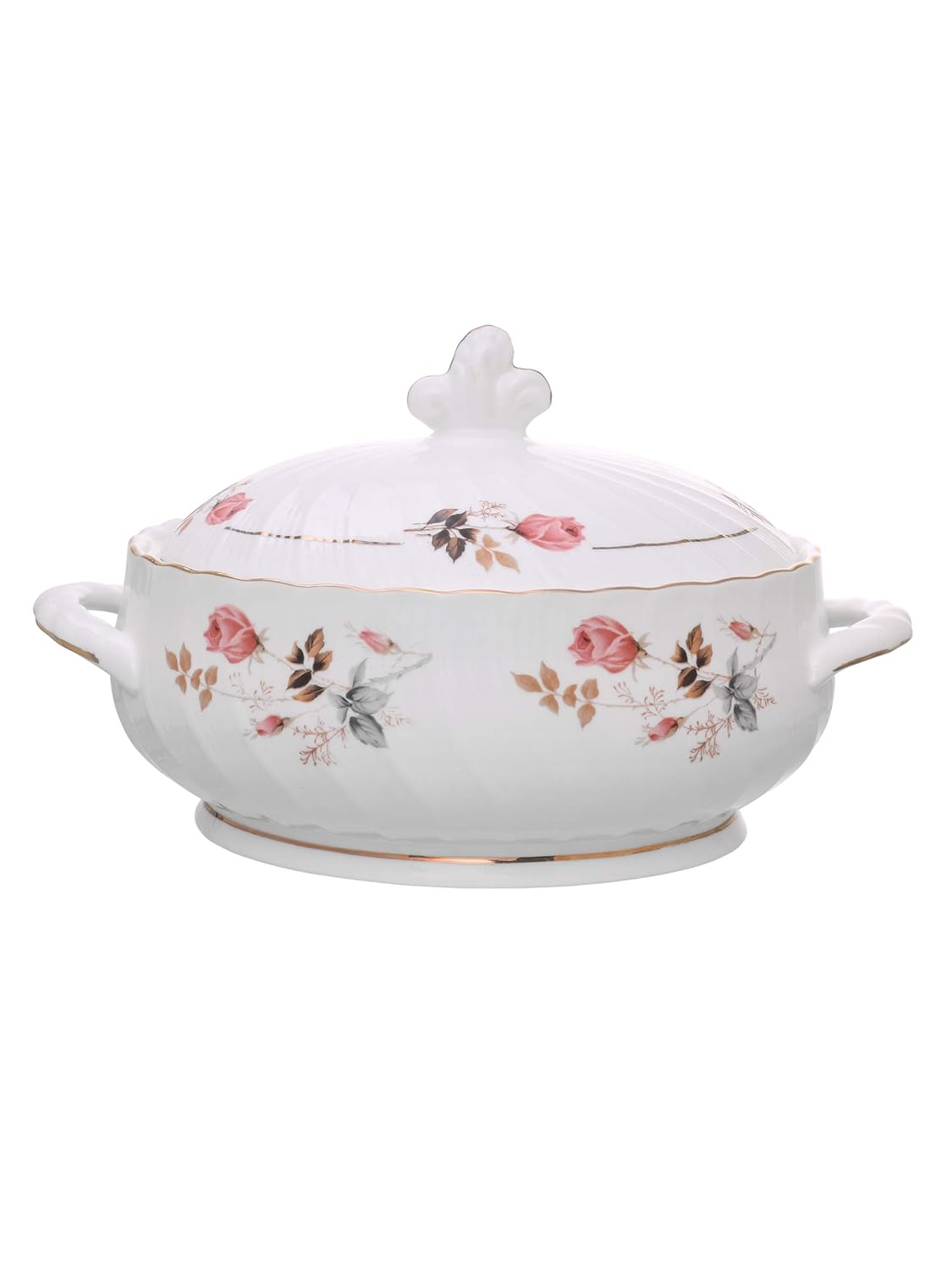 Clay Craft Fine Ceramic Floral Gold Line Design Dinner Set 40 Pieces, (MW-182), for Family of 6, Dinner Set Ceramic, Crockery Set, Dining Set for Dinner, Plates and Bowls Set, Crockery Set for Gift