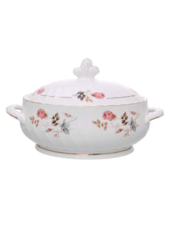 Clay Craft Fine Ceramic Floral Gold Line Design Dinner Set 40 Pieces, (MW-182), for Family of 6, Dinner Set Ceramic, Crockery Set, Dining Set for Dinner, Plates and Bowls Set, Crockery Set for Gift