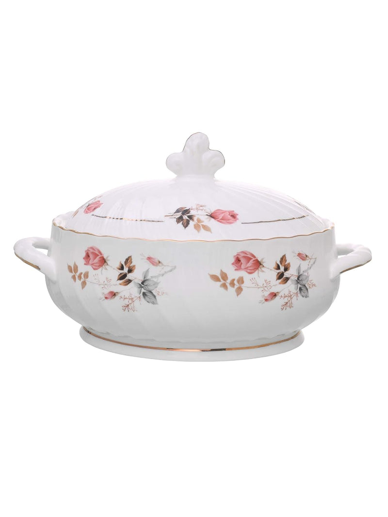 Clay Craft Fine Ceramic Floral Gold Line Design Dinner Set 40 Pieces, (MW-182), for Family of 6, Dinner Set Ceramic, Crockery Set, Dining Set for Dinner, Plates and Bowls Set, Crockery Set for Gift