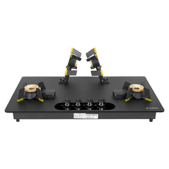 Faber Liftable Burners Hob - 90cm Black Glass| Auto Ignition| FFD| Cast Iron Pan Support| Premium Knobs| 2Yr Comprehensi