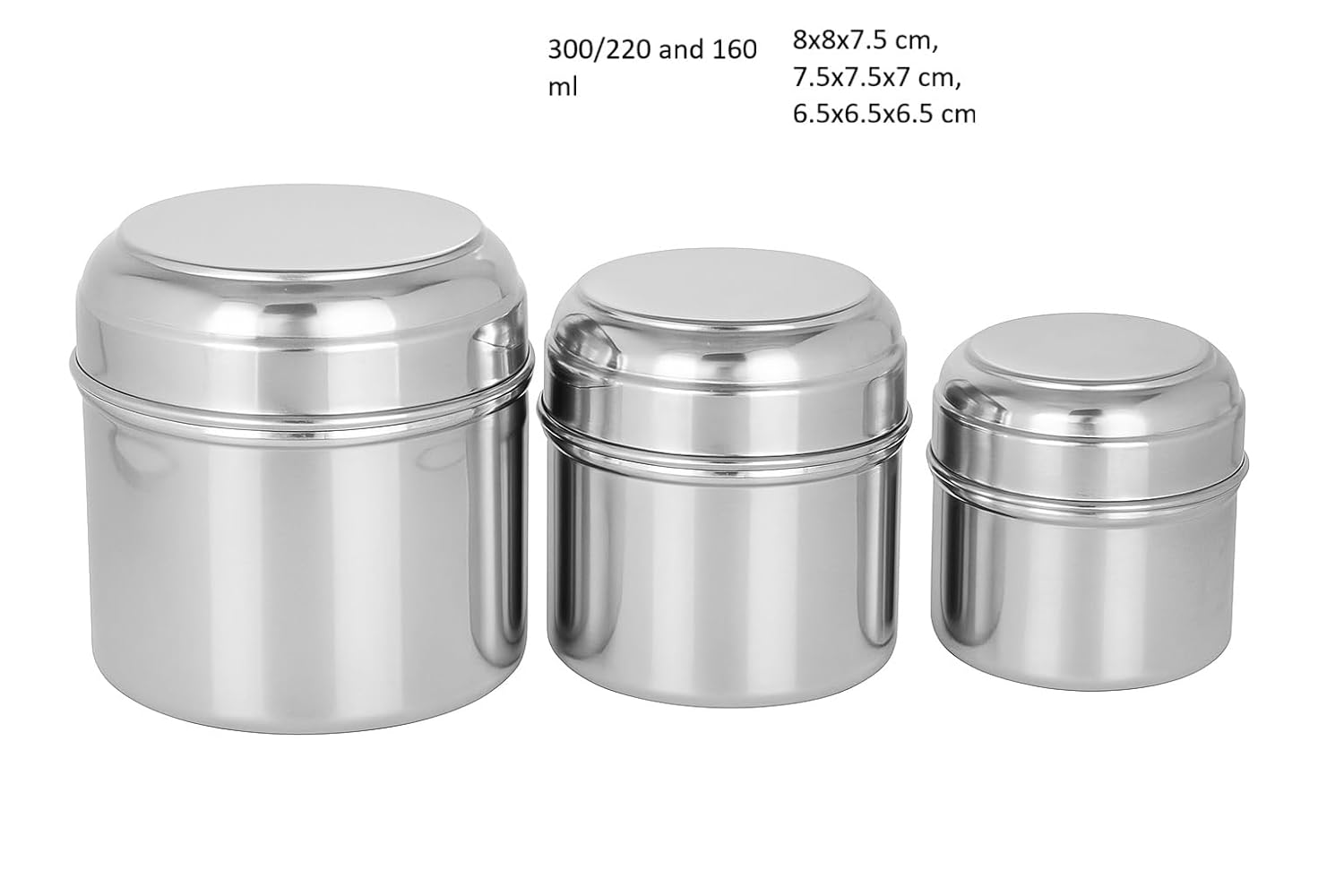 Dynore Stainless Steel Utility Canisters/Ubha Dabba/Bullet Dabba/Storage Containers Set Of 3Pc (300Ml, 220Ml, 160Ml), Silver