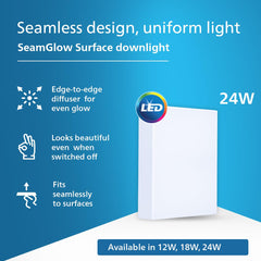 Philips 24W SeamGlow Square LED Surface Downlight (Pack of 12)
