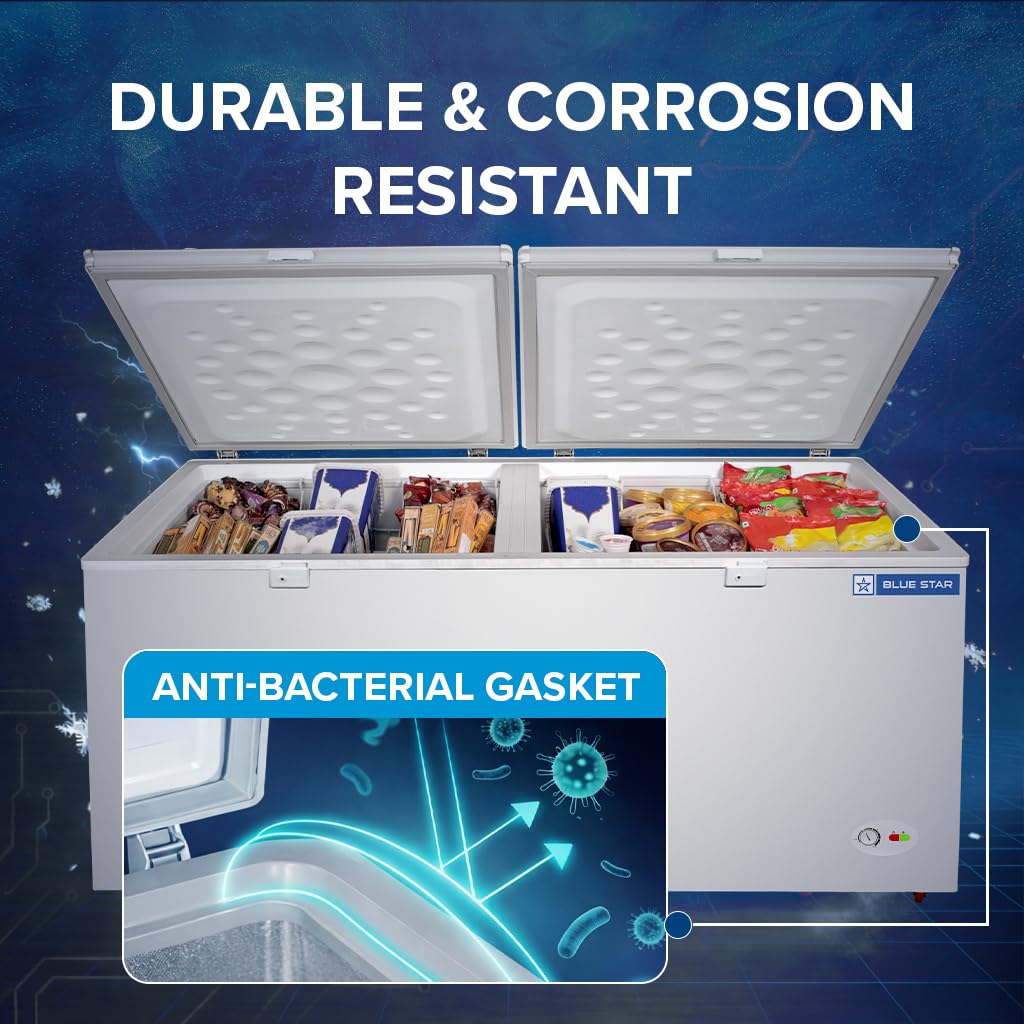 Blue Star HT4-N575, 575 Liter Hard Top Double Door Deep Freezer (515 Liter, White, 4-star)-5