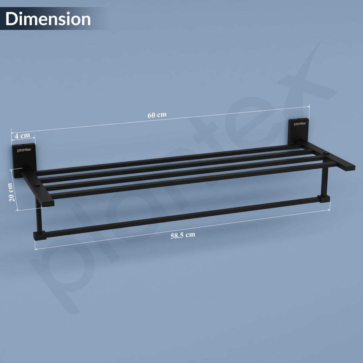 Plantex 304 Grade Stainless Steel Towel Rack for Bathroom/Towel Rod/Stand/Bathroom Accessories - 24 inch (Matt Black)-3