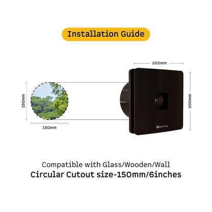 atomberg Studio+ Exhaust 6 Inches | Suitable for Bathroom, Kitchen | BLDC Motor | Easy to Clean | 2 Year Warranty (Gloss Black)