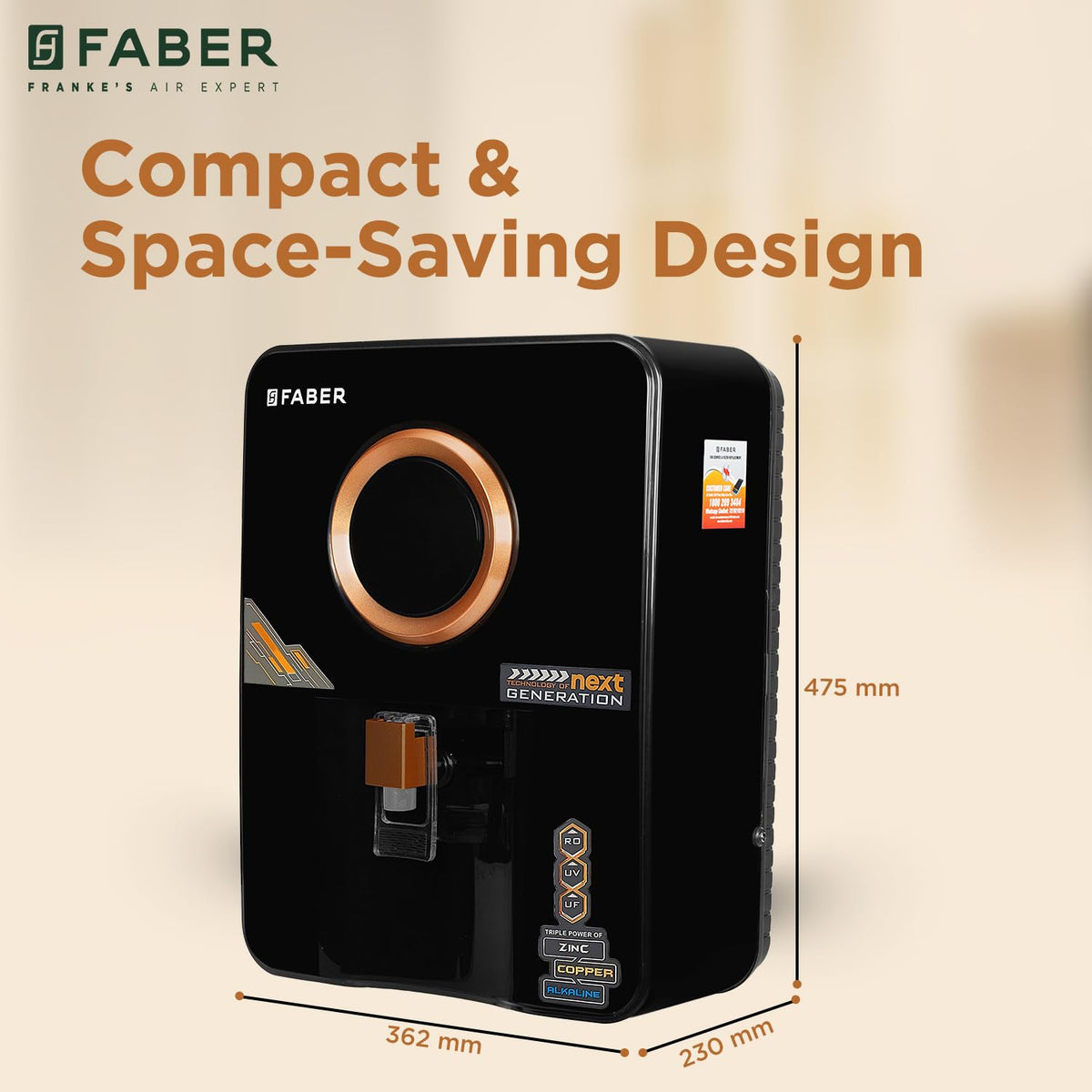 Faber Altroz Gold 10-Stage RO Water Purifier| 10L Tank| 40% Water Savings| RO+ UV+ UF+ ALKALINE+ COPPER+ ZINC | 30 Month