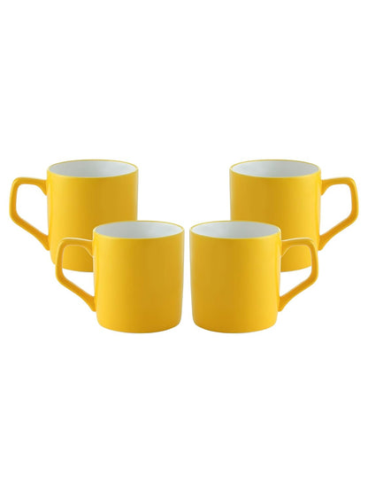 Clay Craft Fine Ceramic Yellow Solid Coffee/Tea Mugs Set of 4 - 200 ml each