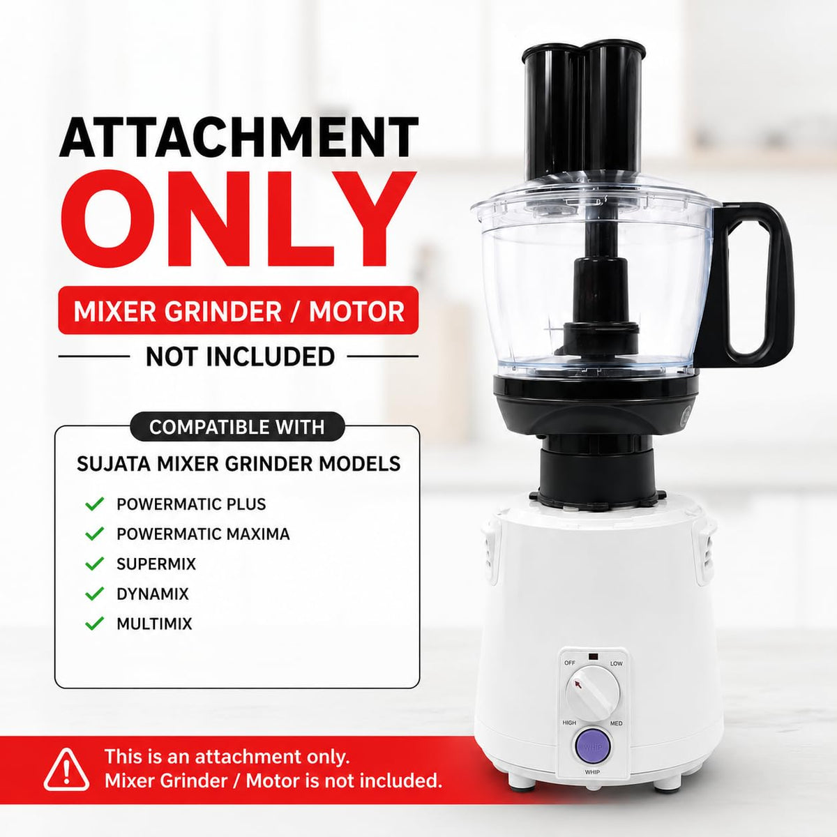RIO 4G Food Processor Attachment with Coconut Scraper | Compatible with Sujata Mixer Grinder