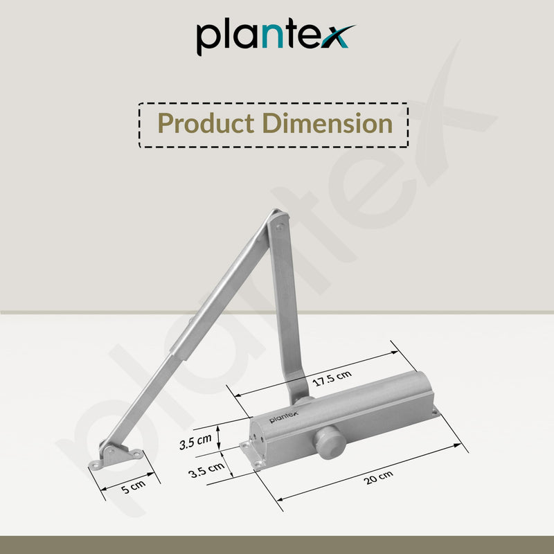 Plantex Hydraulic Automatic Door Closer/Aluminium Door Closer for Wooden Door/Soft Close Door Closer for Hotel/Home/Office - ISO 9001 Certified (MI-200, Capacity - 55 kg, Silver)-3
