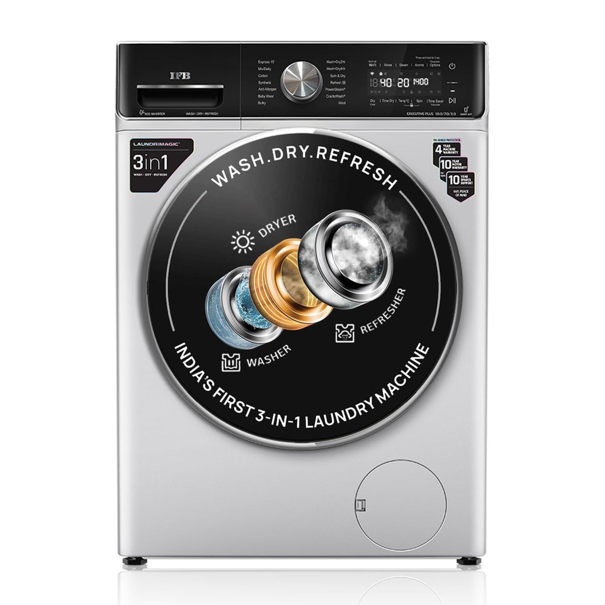 IFB 10 Kg/7 Kg/3 Kg 3-in-1, AI Powered, Fully Automatic Washer Dryer Refresher (IFB Laundrimagic®, EXECUTIVE PLUS ZXS, 9