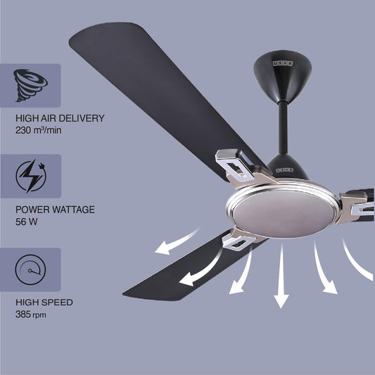 USHA Striker Galaxy 1200mm Energy Saving High Speed Scratch & Dust Resistant Decorative Ceiling Fan |1star| ISI Certified ||Dark Grey|