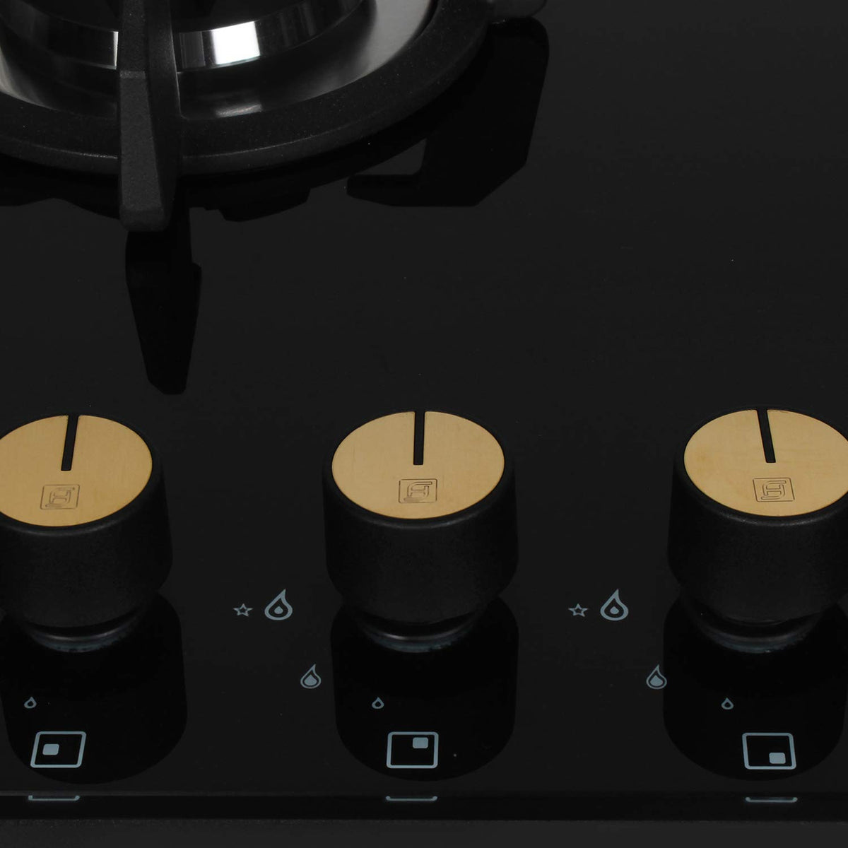 Faber Hob/Hobtop 3 Brass Burner Auto Electric Ignition Glass Top (Maxus HT603 CRS BR CI AI) Black