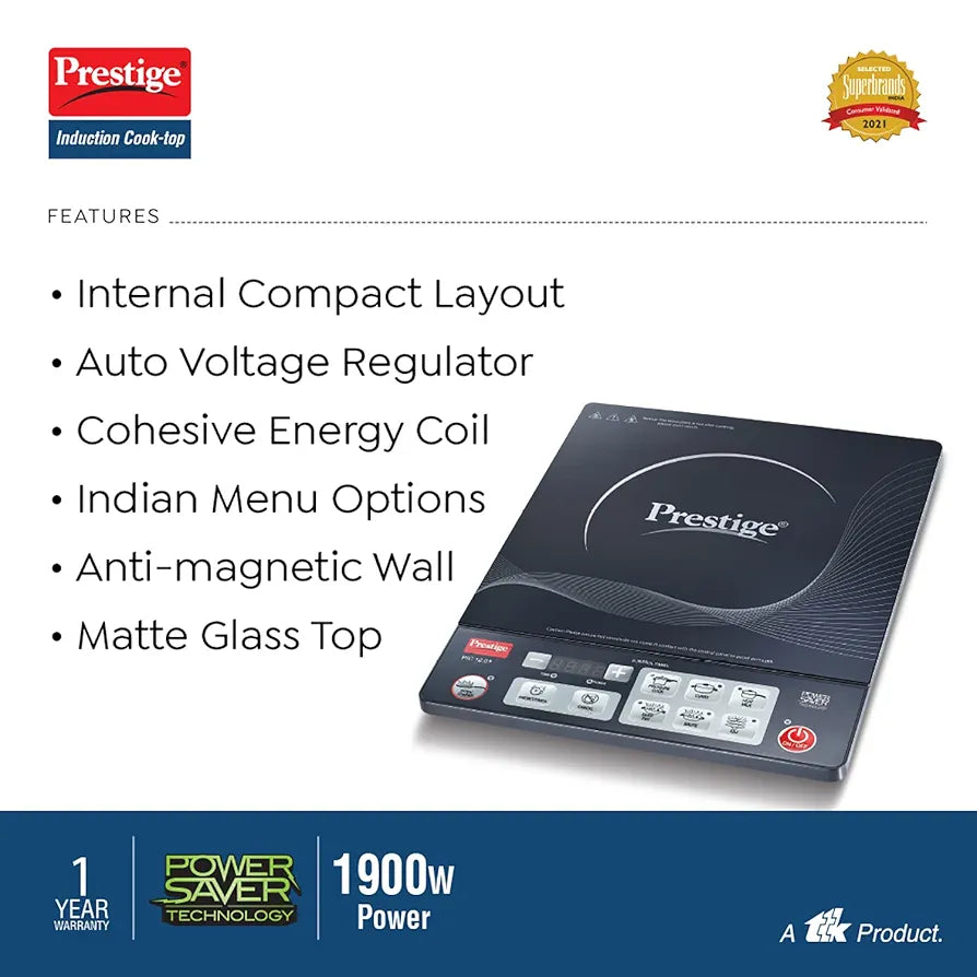 Prestige PIC 19.0 Plus 1900W Slim Induction Cooktop with Push button 
