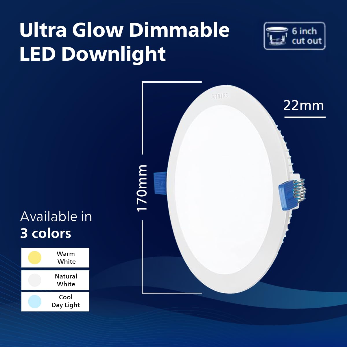 Philips Ultra Glow Dimmable 15-watt Round Ceiling Light (Pack of 12) (Natural White, B0DQ5HYVRV)