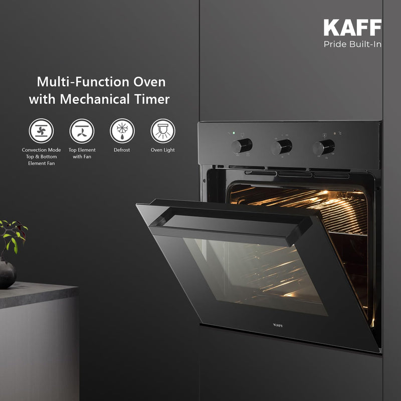 Kaff 80 Litre Built-in Oven with Mechanical Timer | Multi-Functional with Defrost, Internal Cooling Fan and Oven Light |