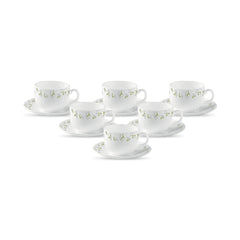 La Opala Diva, Opal Glass Crockery | Cup & Saucer Iris Regular, Set of 12 | Mystrio Black, 160 ml | for Tea & Coffee | Microwave Safe | 100% Vegetarian | Extra Strong | Super Light | Super White