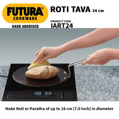 Hawkins Futura 24 cm Roti Tava, Hard Anodised Tawa, Induction Tawa, Black (IART24)