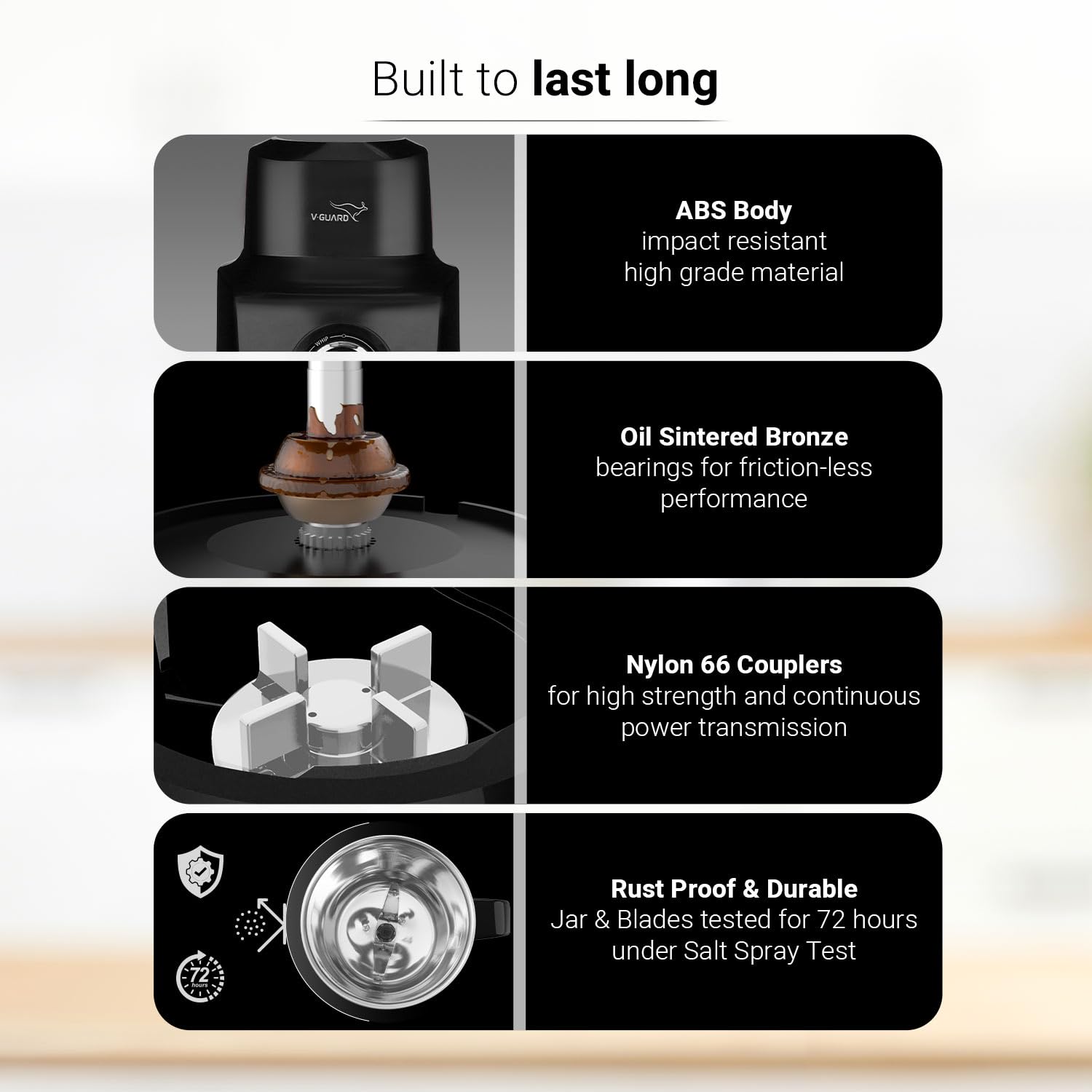 V-Guard Citius 750 Watt Juicer Mixer Grinder (New Launch) |3 Year Motor Coverage by V-Guard | 4 Jars | Juicer, Wet, Chutney & Dry| Sturdy Juicer Jar | Precision Blend SS Blades | Black