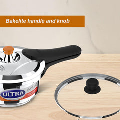 Ultra Duracook Mini Celebrations pack of 2L & 3L Pressure cooker,Gifting,SS304 FoodGrade,Interchangeable Lids,Frothcollector,Induction,3 Layer Composite Base,solid Bakelite handles,ISI,10Y Warranty