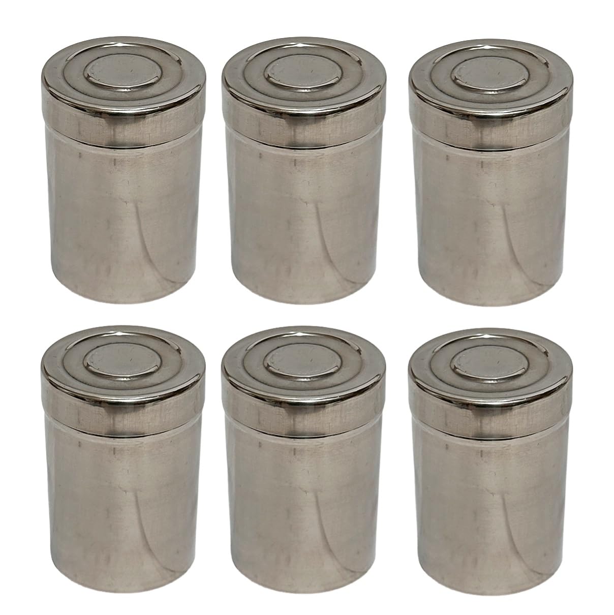 Dynore Stainless Steel 6 Pcs Multipurpose Spice Storage Container With Spoon| Kitchen Masala Storage Container Set | 100 Ml Each Container,Silver