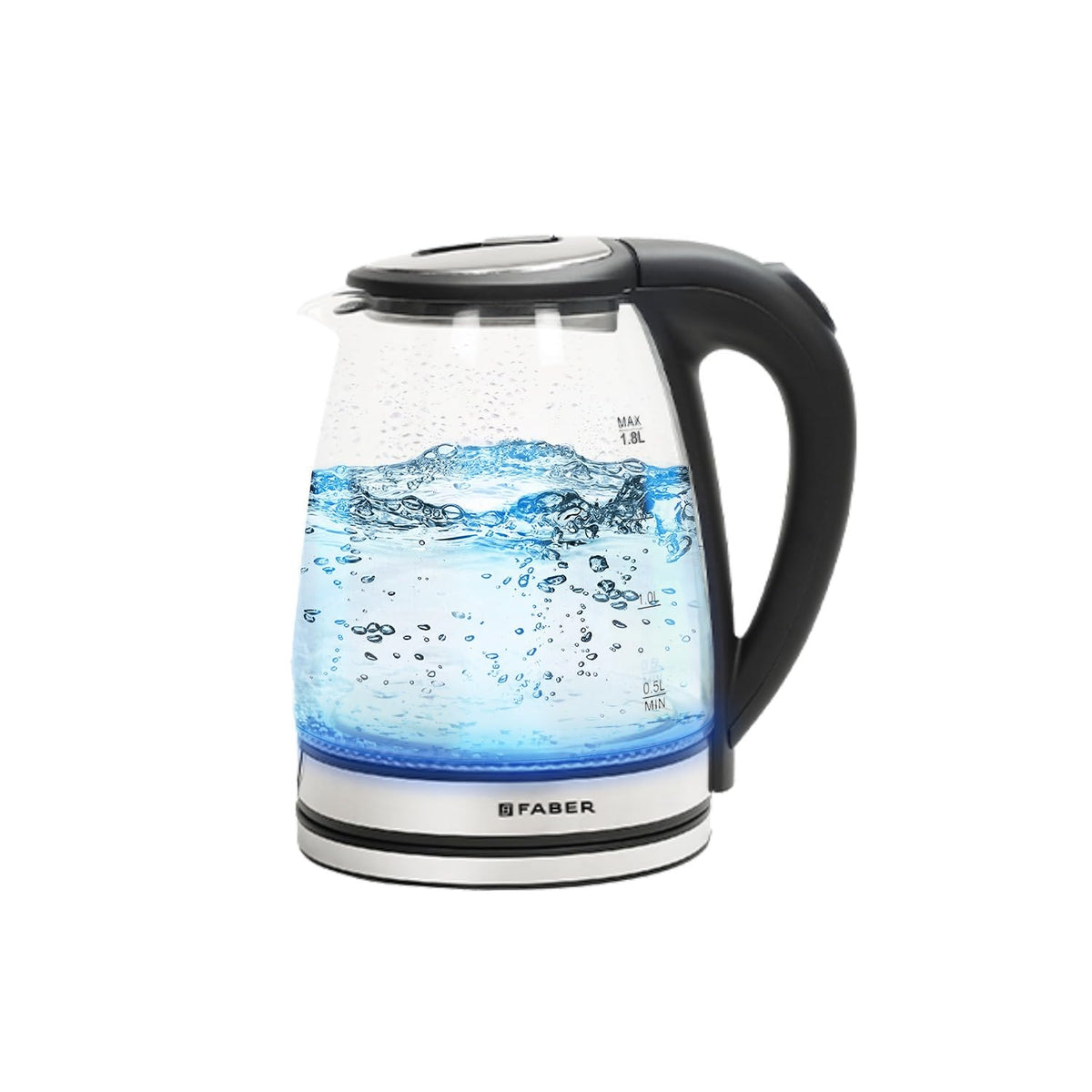 Faber 1.8L Electric Glass Kettle | 1500W | 2MM Borosilicate Glass | Dry Heat Protection | LED Illumination | Detachable 