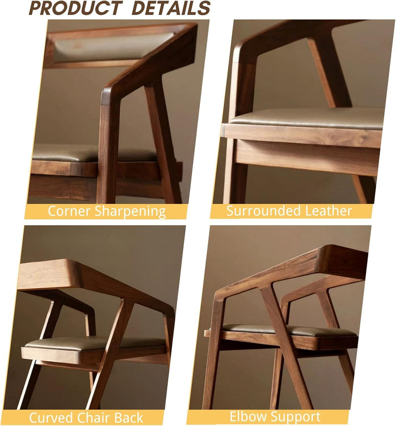 Solid Sheesham Arm Chair Modern Furniture Off Games Wooden High Chair Pu Leather Cushion for Kitchen | Living R