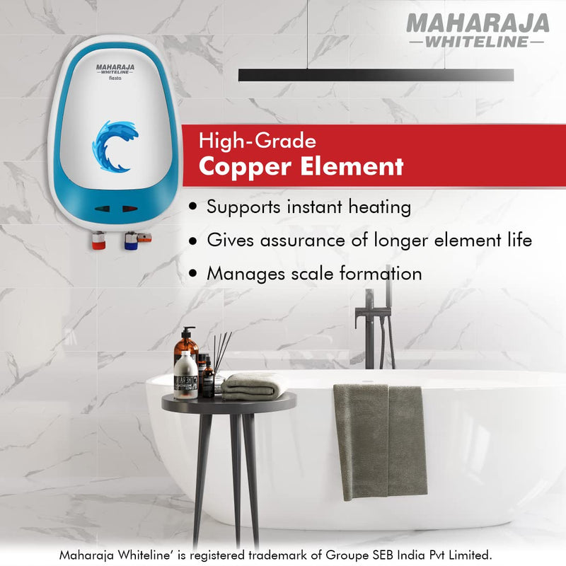 Maharaja Whiteline Fiesta Instant Water Heater, 3 litre, Hi-grade Copper Element, Rust & Shock proof ABS Body, Dual tone - FIESTA / WH-170