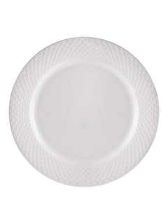 Clay Craft Basics Fine Ceramic Ripple Plain Dinner Plate (White, 10.5 Inches) -4 Pcs.