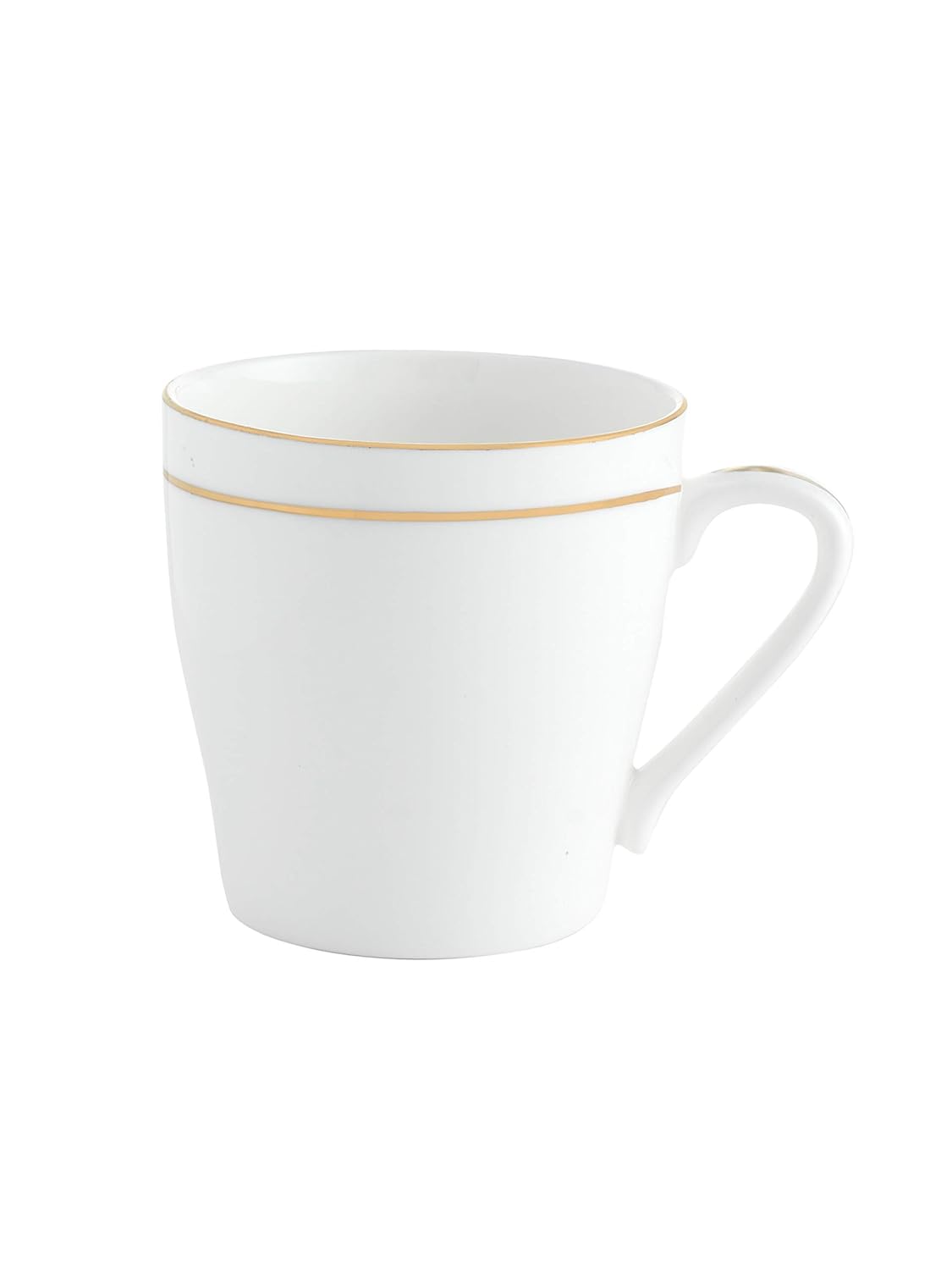 Clay Craft Fine Ceramic Feather Print - 120 ml -Set of 6 Tea Cups (Gold Line Cups - 6 Pcs)