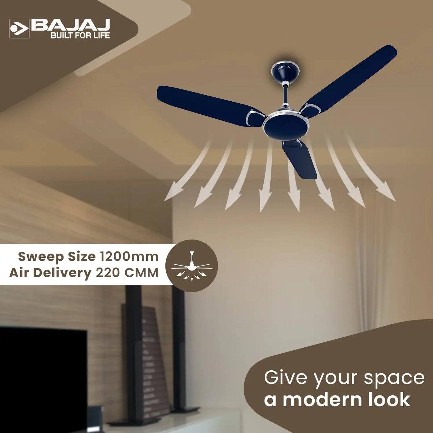 Bajaj Trendy EE 1200mm Celestial Blue Ceiling Fan