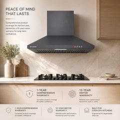 Faber SION 60 cm 900 m³/hr Wall Mounted Kitchen Chimney | Baffle Filter | Push Button | LED Lights | 1 Year Comprehensiv