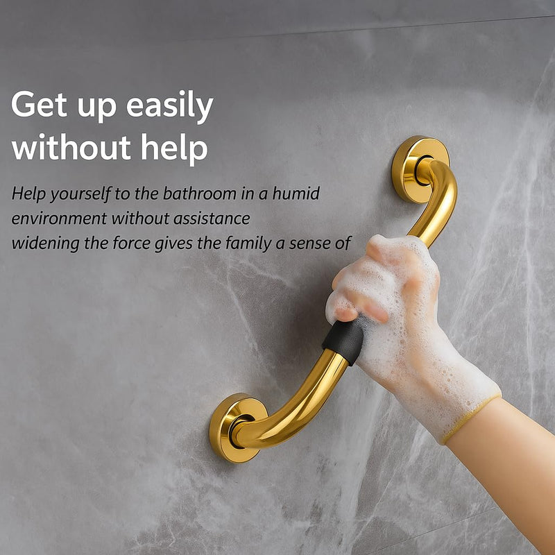 Plantex 304 Stainless Steel Grab Bar for Toilet with Grip/13 inch Anti-Slip Handle for Bathroom Support - Pack of 1 (PVD Gold & Black)-2