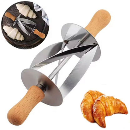 ExcitingDealz Multi-Functional Unique Stainless Steel Manual Croissant Dough Rolling Cutter Perfect Shaped Bread Pastry Cutter Knife Tool