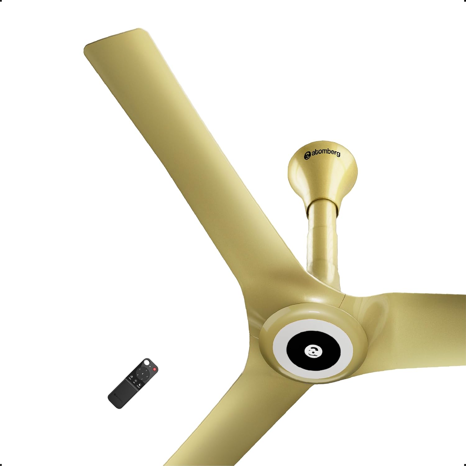 atomberg Aris Starlight BLDC Ceiling Fan 1200mm Best-in-class Air Delivery Smart IoT Remote Silent Operation LED Underlight | BEE 5star | 3 Year Warranty Stellar Black (Tuscan Gold)