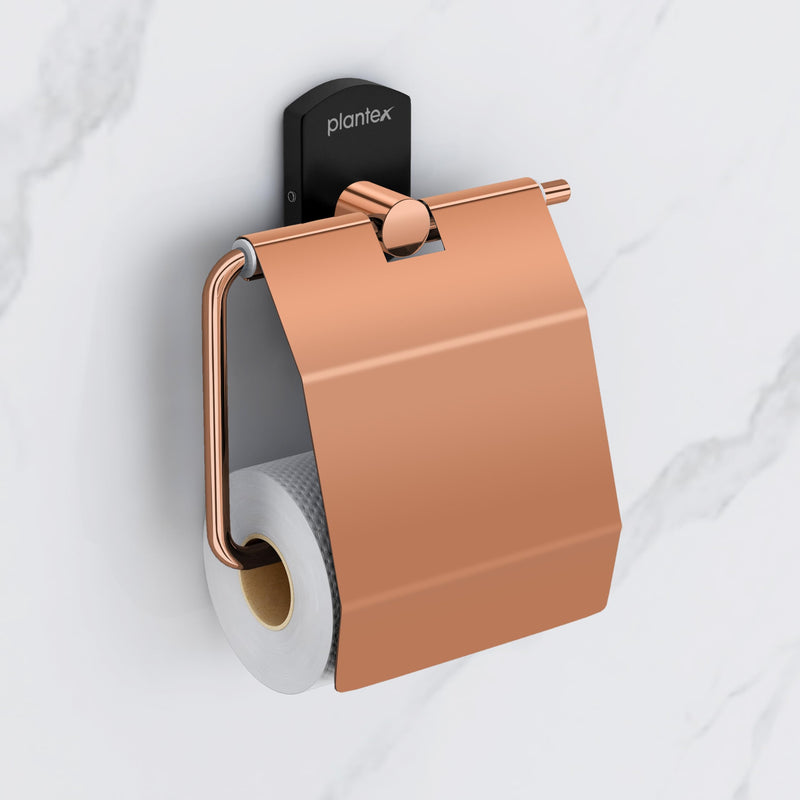 Plantex 304 Stainless Steel Toilet Paper Holder/Tissue Paper Roll Holder for Bathroom/Washroom/Bathroom Accessories -Parv (Rose Gold & Black)-1