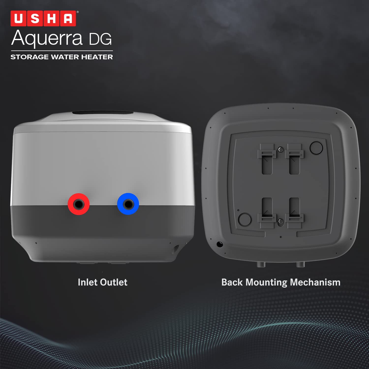 Usha Aquerra DG 25 Litre 5 Star Digital Storage Water Heater with Remote (White), Wall Mounting