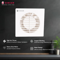 SINGER Venti Q 100mm Energy Efficient Exhaust fan for Kitchen, Bathroom-2