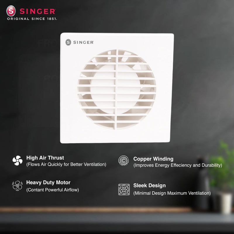 SINGER Venti Q 100mm Energy Efficient Exhaust fan for Kitchen, Bathroom-2
