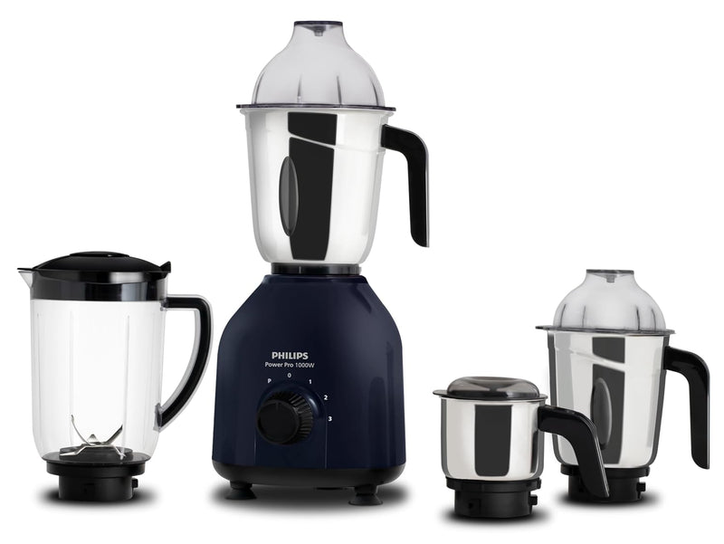 Philips HL7714/01, 1000W PowerPro Motor Mixer Grinder, 4 Jars, Azure Blue