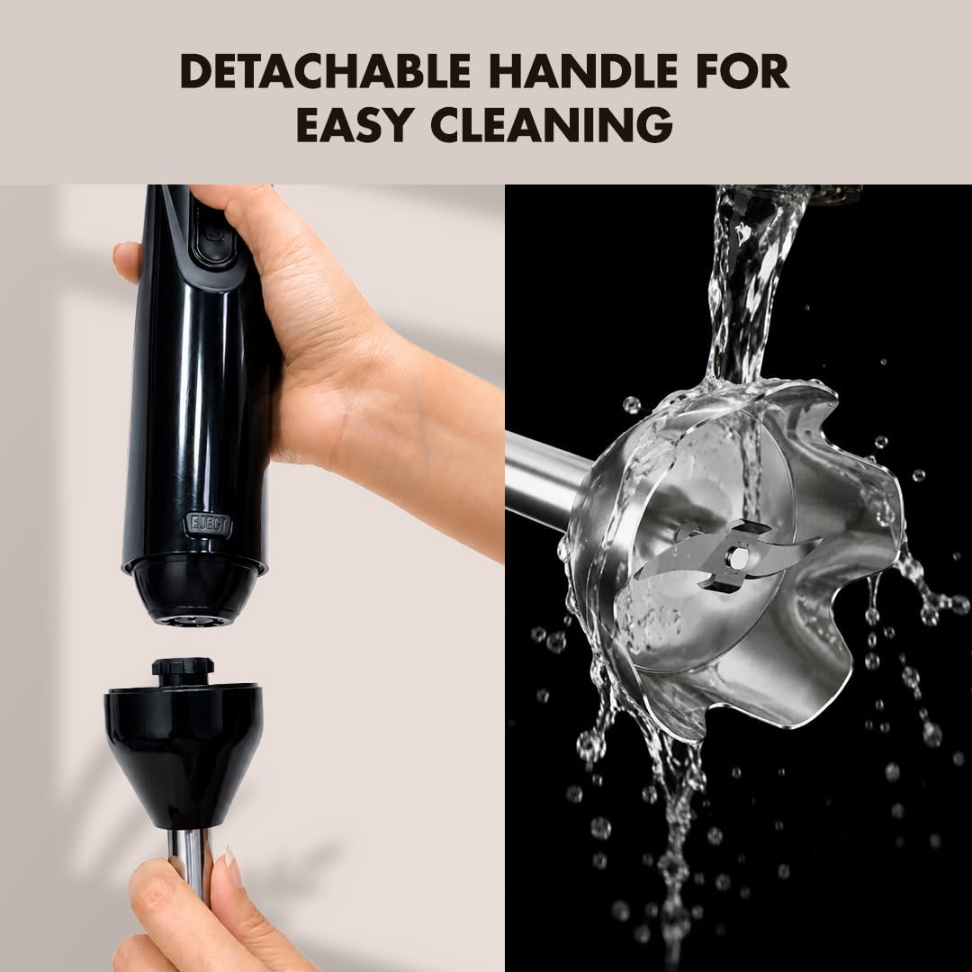 Sujata Blendstick 600W Hand Blender | 18000 RPM, Stainless Steel Shaft, Detachable Stick - Dual Speed / Black