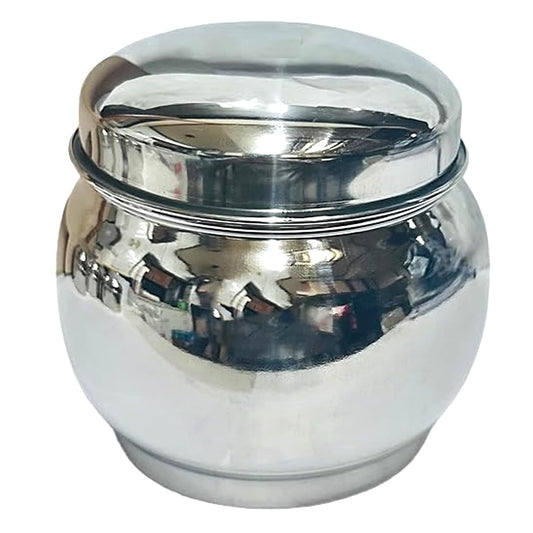 Dynore Stainless Steel Belly Shape Matka Design Fancy Storage/Canister/Container/Dabba- 850 Ml, Silver