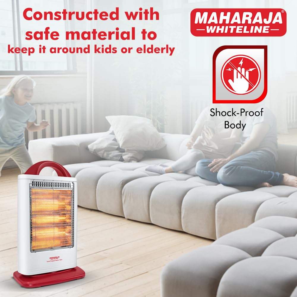 Maharaja Whiteline Lava Neo 1200-Watts Halogen Heater (White and Red)