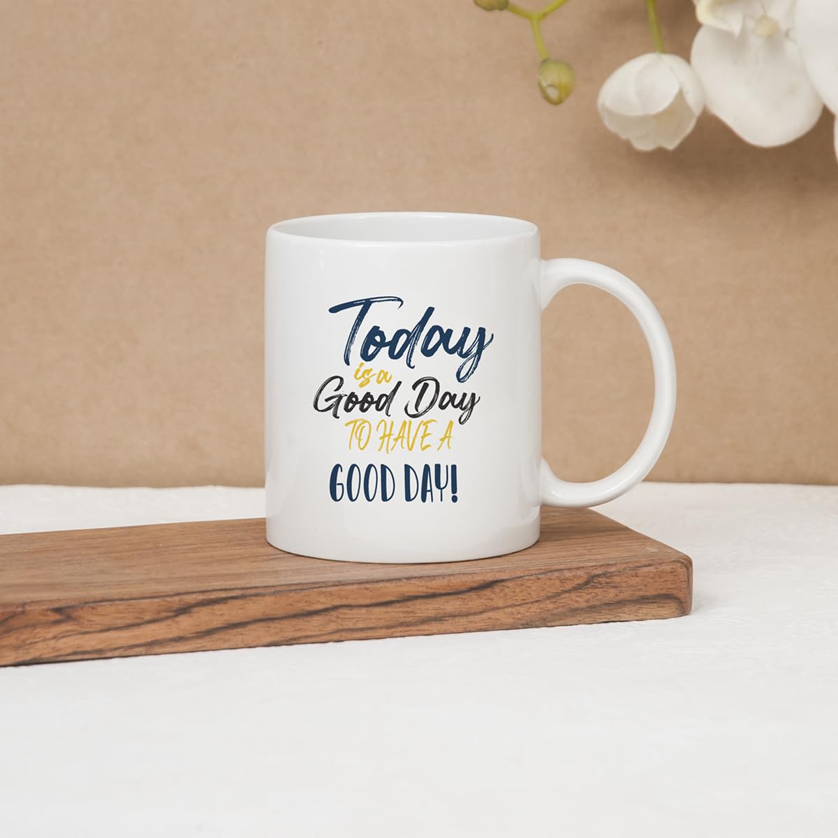 Clay Craft Ceramic Cc Mm1 Swiss Rez1 Microwave Safe Coffee Mug with Good Morning Quote, 300 ML