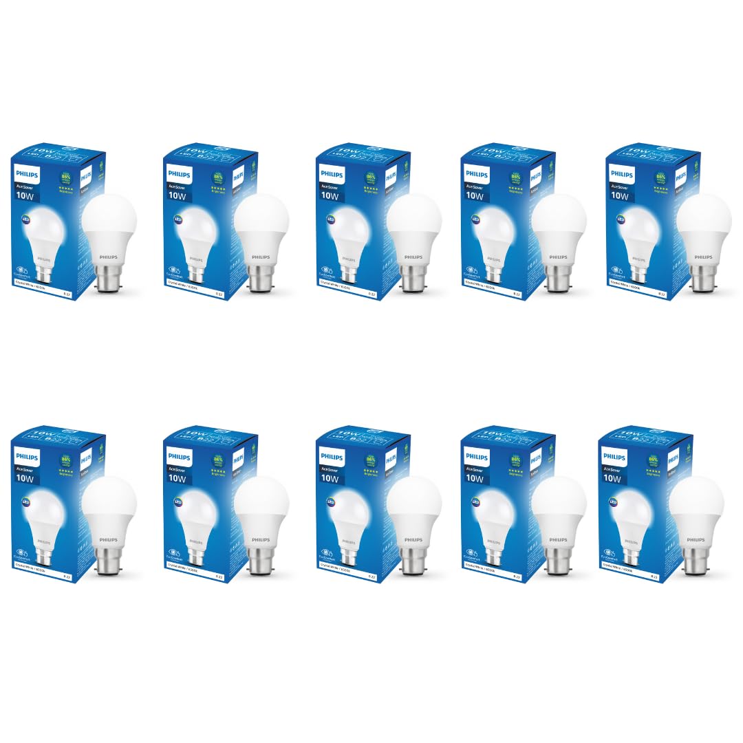 Philips Ace Saver 10W B22 LED Bulb,900lm, Cool Day Light, Pack of 10